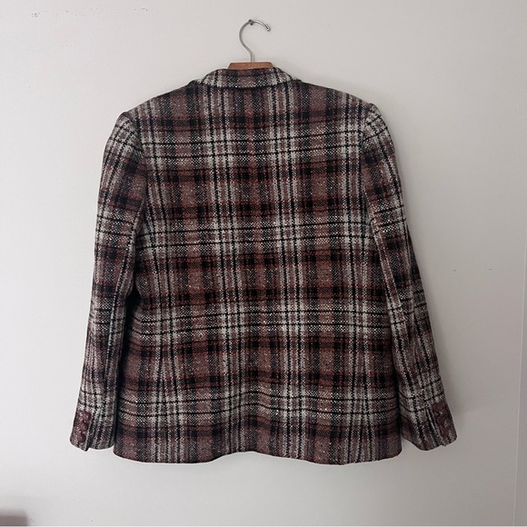 Vintage Preppy Vintage Plaid Tweed Blazer Smart Casual Light Academia Jacket - Picture 8 of 9